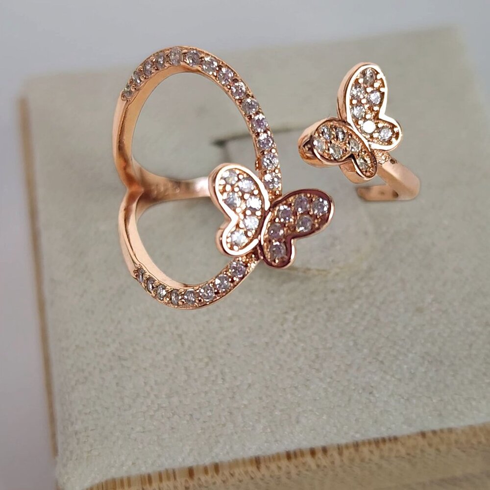 Sterling Silver&CZ Butterfly Ring